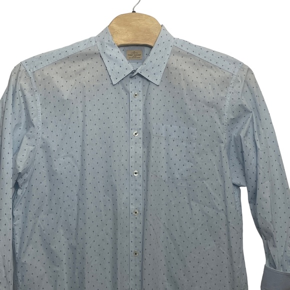 Tommy Bahama XXL 100% Cotton‎ Long Sleeve. Button Up Light BLue Print Flip Cuff - Picture 6 of 7